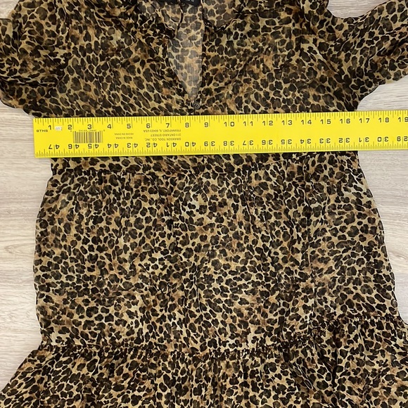 Zara Sheer Leopard Print 3/4 Sleeve Babydoll Dress Above the Knee Size XS - Picture 8 of 10